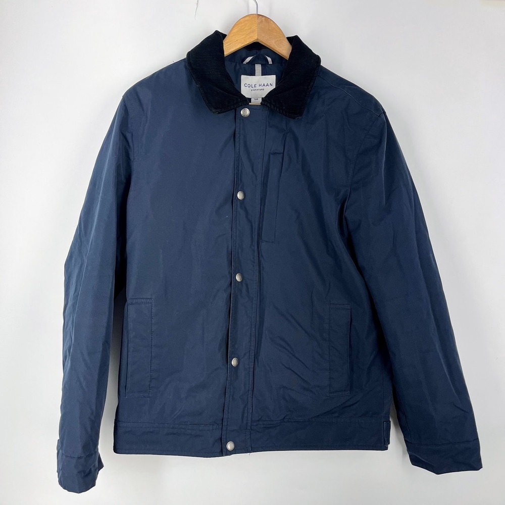 Cole Haan Men's Legacy City Rain Padded‎ Barn Jacket With Corduroy Collar Size S